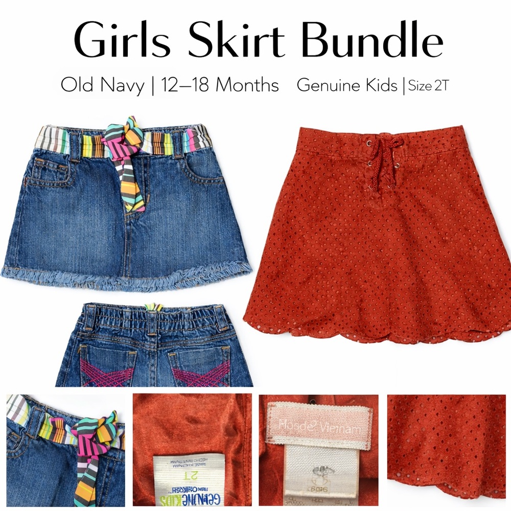 Girls Skirt Bundle |Denim Skirt+Genuine Kids Faux Suede Skirt | Size 12–18M & 2T